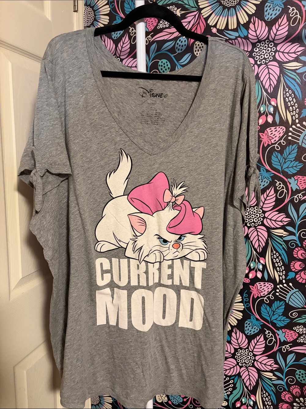 Disney Gray 'Current Mood' Marie V-Neck Short Sleeve Tee
